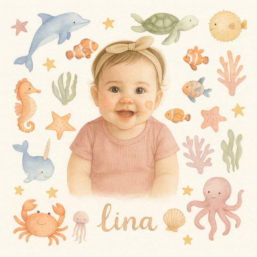 Baby Lina – als Aquarell