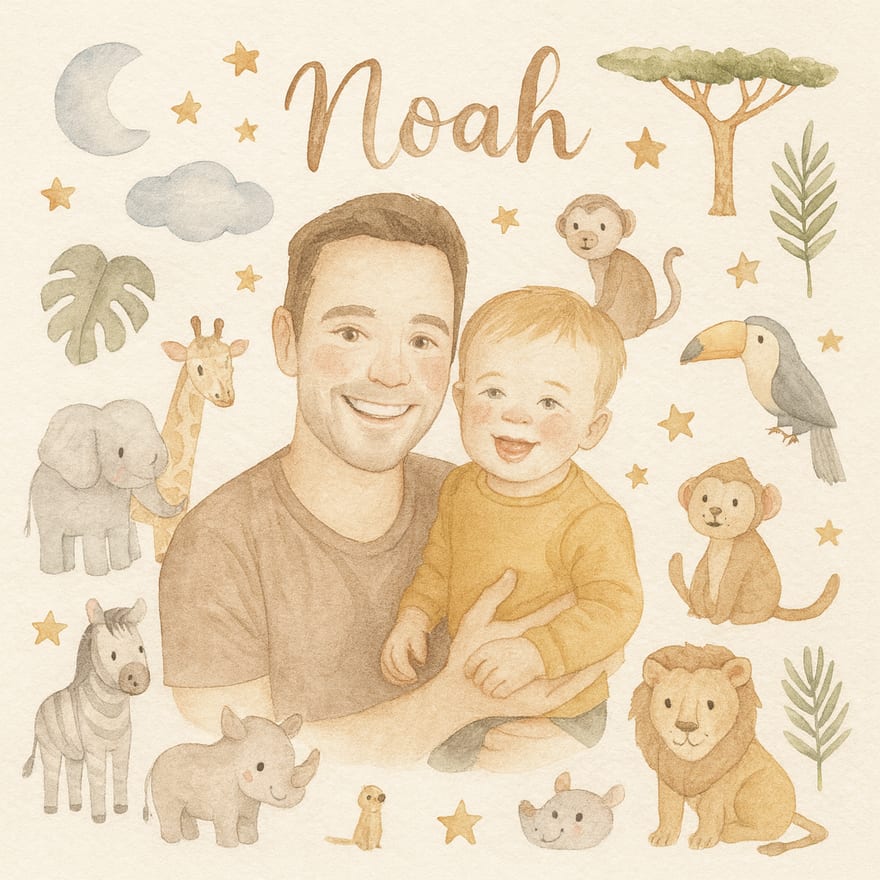 Papa & Noah – als Aquarell