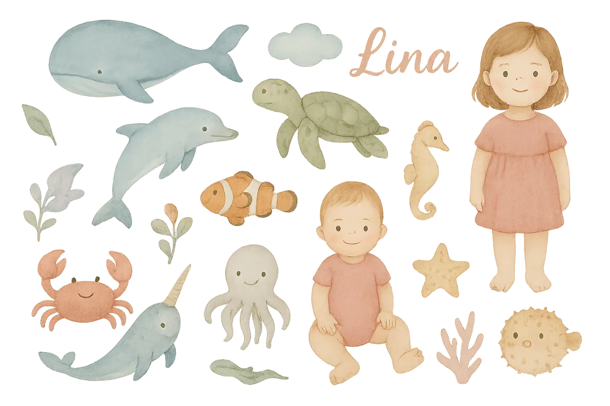 Unterwasser Wandsticker-Set